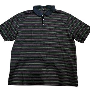 Nike Tiger Woods Golf Polo Mens XL Striped Dri-FIT Performance Shirt